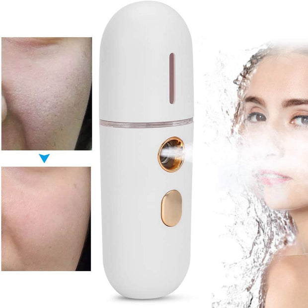 Nano Face Mist Sprayer, Portable Moisturizing Face Humidifier with USB Charging, White