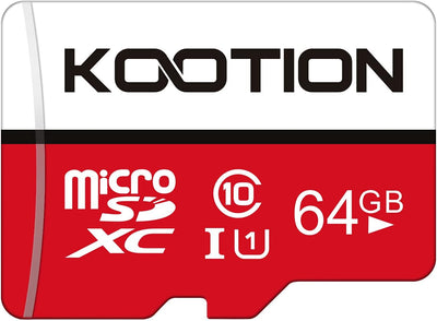 KOOTION 64GB Micro SD Card, UHD Video for Gopro, Action Camera, Drone, Smartphone, R/W up to 80/20Mb/S Microsdxc Memory Card UHS-I U1 Class 10