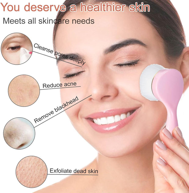 3-Pack Face Exfoliator Brushes - Manual Facial Cleansing Brush Acrylic Facial Scrubbers Soft Bristle Exfoliator Brush for Face Care Makeup