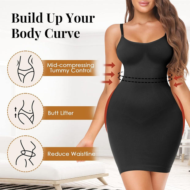 Women Dress Slips Body Shaper Full Slip Shapewear Tummy Control under Dresses