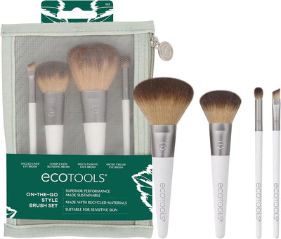 On-The-Go Makeup Brush Kit, Travel-Friendly Brush Set, Mini-Size Makeup Tools for Powders, Blush, Bronzer, & Eyeshadows, Eco-Friendly, Synthetic Bristles, Cruelty-Free & Vegan, 5 Piece Set