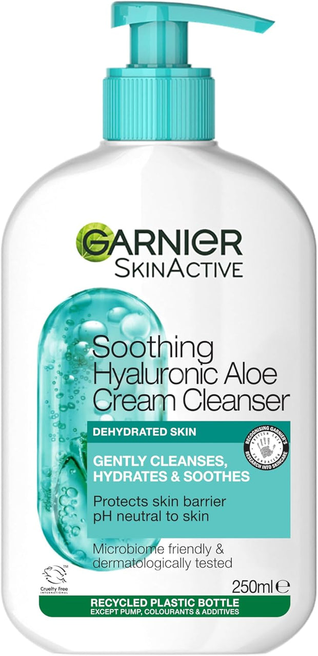 Garnier Gentle Deep Face Cleanser, with Hydrating Hyaluronic Acid, Protecting Ceramides, Purifying Clay, Fragrance Free, Suitable for Sensitive Skin, Pure Active, 250Ml