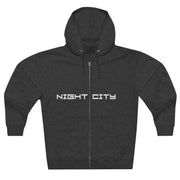 Cyberpunk style city skyline zip hoodie