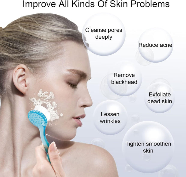3-Pack Face Exfoliator Brushes - Manual Facial Cleansing Brush Acrylic Facial Scrubbers Soft Bristle Exfoliator Brush for Face Care Makeup
