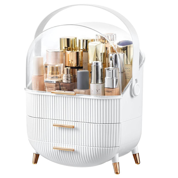 Xlarge Cosmetic Skincare Organiser Tabletop Make-Up Storage Case 2 Drawers Box