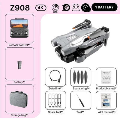 MINI Z908Pro Max Drone 4K ESC Professional WIFI FPV Dron Obstacle Avoidance Brushless Four-Axis Folding RC Quadcopter Toys