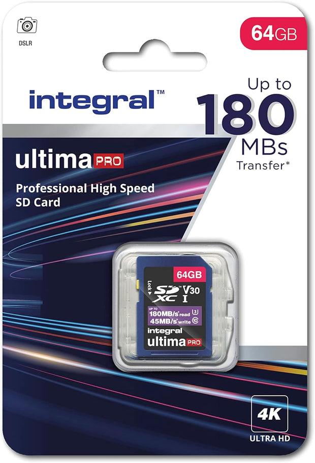Integral 32GB SD Card 4K Ultra-Hd Video Premium High Speed Memory Card SDXC up to 100Mb/S SDXC V30 UHS-I U3 Class 10 SD Memory Card, Black
