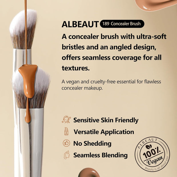 Albeaut Concealer Brush, Angled Brightening Concealer Makeup Brush under Eye Blending Brush Kitten Paw (189 Concealer)