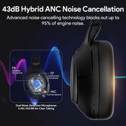 H3 ANC Wireless Headphones Bluetooth 5.4 Hi-Res Audio over Ear Headset 43Db Hybrid Active Noise Cancellation Earphones 60H