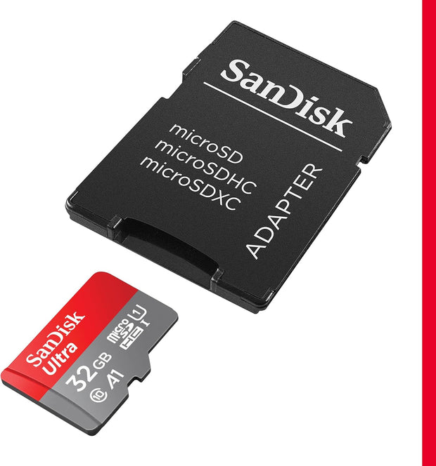 Sandisk 32GB Ultra Microsdhc Card + SD Adapter up to 120 Mb/S with A1 App Performance UHS-I Class 10 U1