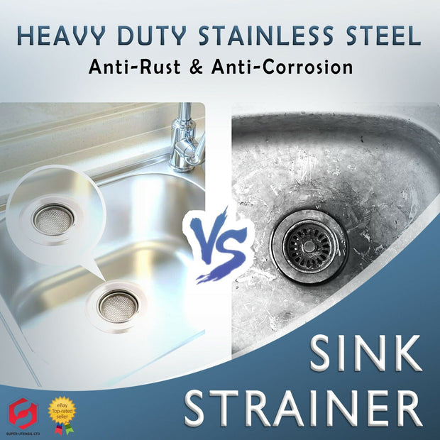 STAINLESS STEEL SINK BATH PLUG HOLE STRAINER DRAINER BASIN HAIR TRAP COVER