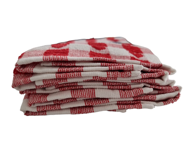 Heart Tea Towels X 2 Red Hearts Shaped Cotton Kitchen Super Absorbent Cloths