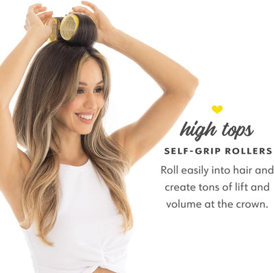 Drybar High Tops Self-Grip Rollers - Self-Grip Rollers, Create Mega-Lift & Volume, Two Sizes; 3 Medium & 3 Large Rollers, Great for All Hair Types