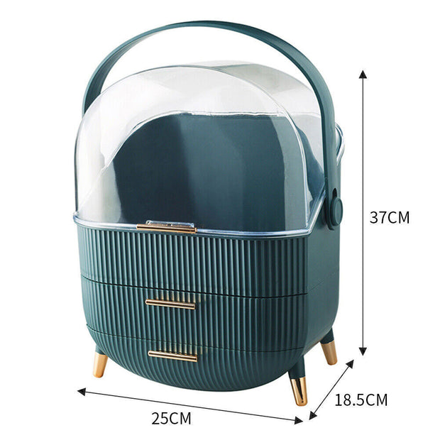 Xlarge Cosmetic Skincare Organiser Tabletop Make-Up Storage Case 2 Drawers Box