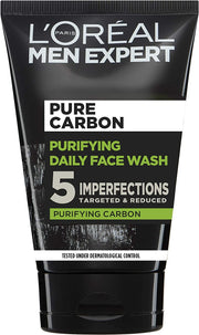 L'Oreal Paris Men Expert Face Wash Pure Charcoal, Glycerin, and Salicylic Acid - Blackhead Cleanser for Men, 100 Ml (Pack of 1)