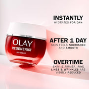 Olay Regenerist Day Face Cream, Anti-Wrinkle + Active Firming Skincare Moisturiser, Anti-Ageing Niacinamide and Peptides, Renews, Firms and Hydrates, Non-Greasy 50Ml