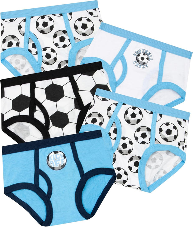 Harry Bear Boys Underwear | Football Briefs 5 Pack | Soft Cotton Boys Briefs | Ages 3 to 8 Years