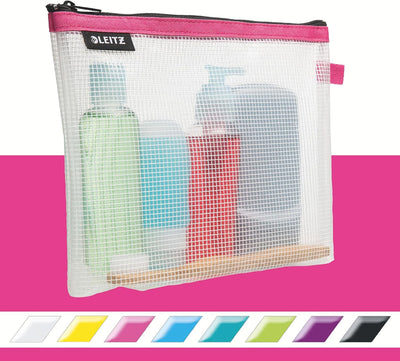 Leitz Wow Cosmetic Travel Pouch, Water Resistant, Ideal Toiletry Bag, Suitable for Travel, 24X17X3Cm - Pink