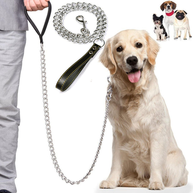 1PCS 1.2M Metal Chain Dog Lead Pet Puppy Leash Long Heavy Duty Anti-Chew Control