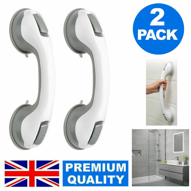2 X SAFETY SUPPORT HAND RAIL HANDLE BAR GRIP GRAB SUCTION BATH BATHROOM SHOWER