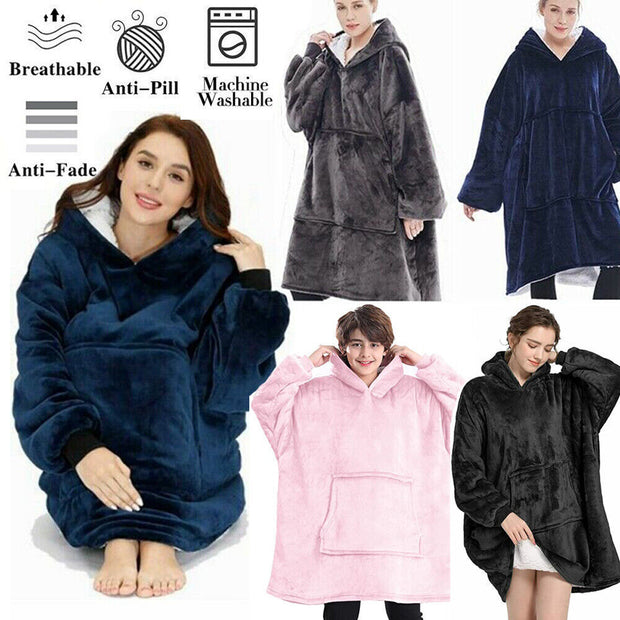 Hooded Snuggle Blanket Super Soft Oodie Winter Warm Wearable Hoodie Robe Comfort