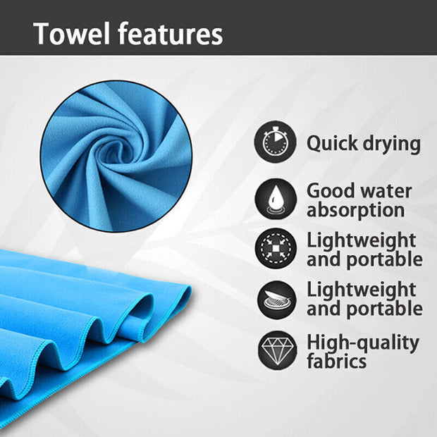 Microfibre Towel Compact Fast Drying Travel Sports Gym Beach Camping Swimming