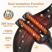 Hair Straightener Brush, 2 in 1 Ionic Hair Straightener Brush Hot Comb, 5 Temps, Ceramic Straightener Comb Fast Heating for Home Salon, Double Heating Plate & Dual Voltage