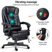 Massage Office Chair Gaming Computer Desk Swivel Recliner Chair Leather Footrest
