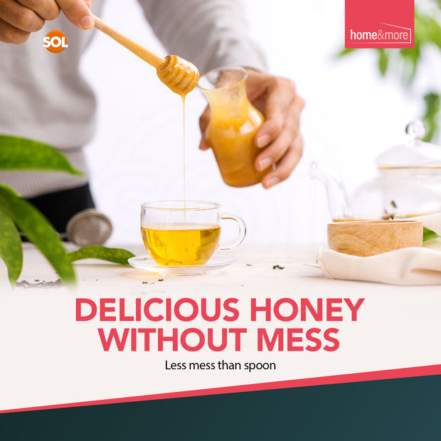 2Pk Wooden Honey Spoon 16Cm Syrup Pot Wood Dipper Drizzler Stick Server Kitchen