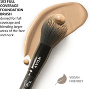 Full-Coverage Foundation Brush, with Domed Head for Full Coverage and Blending Larger Areas of the Face, Vegan Friendly with a Handle Made from Recycled Plastic.