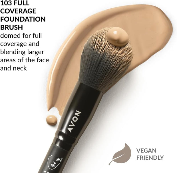 Full-Coverage Foundation Brush, with Domed Head for Full Coverage and Blending Larger Areas of the Face, Vegan Friendly with a Handle Made from Recycled Plastic.