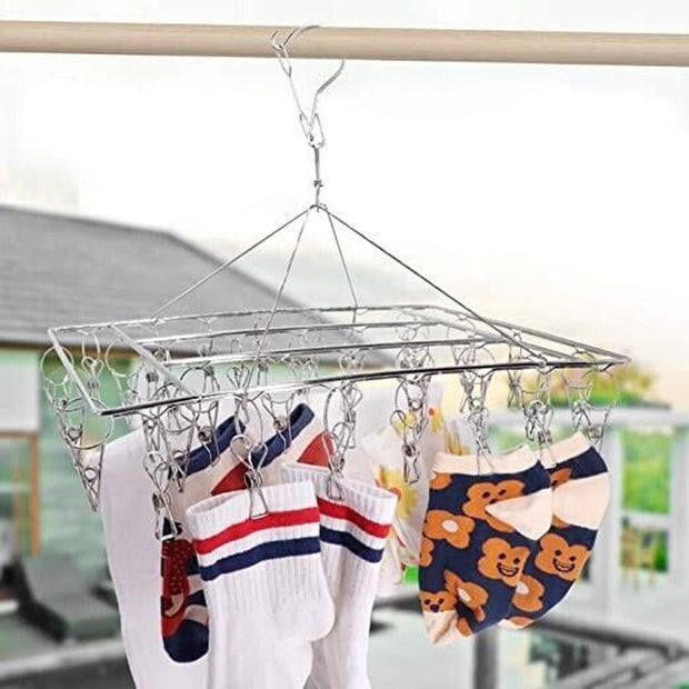 36 Thickened Clip Underwear Sock Hanger Laundry Airer Dryer Rack Stainlesssteel