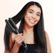 Hair Straightener Brush, 2 in 1 Ionic Hair Straightener Brush Hot Comb, 5 Temps, Ceramic Straightener Comb Fast Heating for Home Salon, Double Heating Plate & Dual Voltage