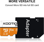 KOOTION 64 GB Micro SD Card, 4K Camera Pro, UHD Video for Gopro, Action Camera, Drone, Smartphone, R/W up to 90/35 Mb/S Microsdxc Memory Card UHS-I U3 A1 V30