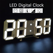 Digital Wall Clock 3D LED Date Time Celsius Nightlight Display Table Desktop Clocks Alarm Clock for Living Room Home Decoration