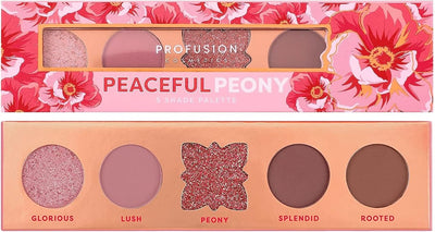 Profusion Cosmetics Blooming Hues 5 Shade Eyeshadow Palette, Multi Finish Floral Inspired Shades Ideal for Day-To-Night Looks, PEACEFUL PEONY