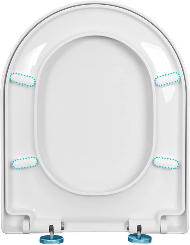 Toilet Seat Soft Close White Top D Shape Quick Release Fixing Hinges Bathroom UK
