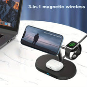 100W Magnetic Wireless Charger Stand for Iphone 15 14 13 Pro Max Apple Watch 8 7 6 Airprods 3 in 1 Macsafe Fast Charging Station