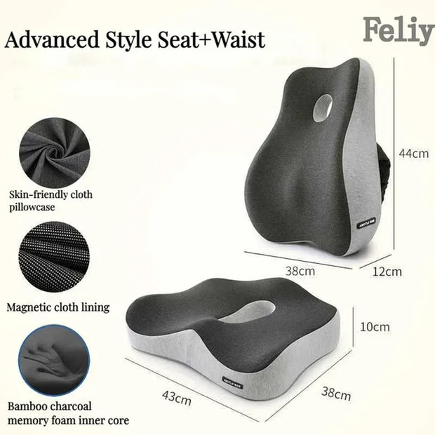 Memory Foam Waist Cushion Massage Back Orthopedic Pillow Lumbar Office Chair Cushion Car Seat Support Pad Buttock Coccyx Pillows