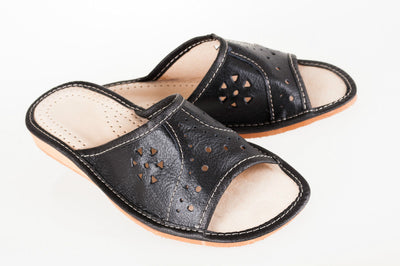 Lady'S Women Flip Flop Leather Slippers Orthopedic Insole Shoes Sandals Black