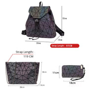 Fashion Geometric Luminous Purses and Handbags for Women Fashion Reflective Crossbody Bag Backpacks Wallet Clutch 3 Piece Sets