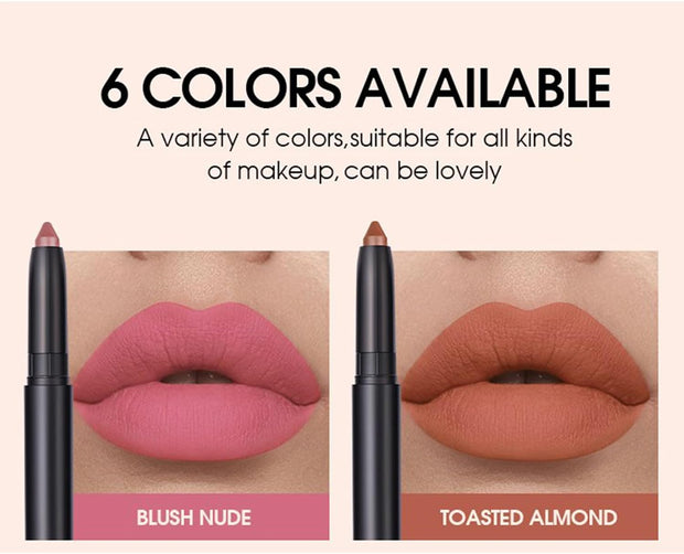 Enmart 6 Pcs Matte Lipstick Set, Lip Liner Crayon Pencil, Nude Longwear Waterproof Long Lasting Soft Pen, Red Brown Lipstic Female Christmas Cosmetic Makeup Lip Gloss Kit for Women