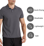 Mens Polo Shirts Waffle Golf Short Sleeve Tops Lightweight Golf Casual Collared Tops Breathable Classic Work Shirts