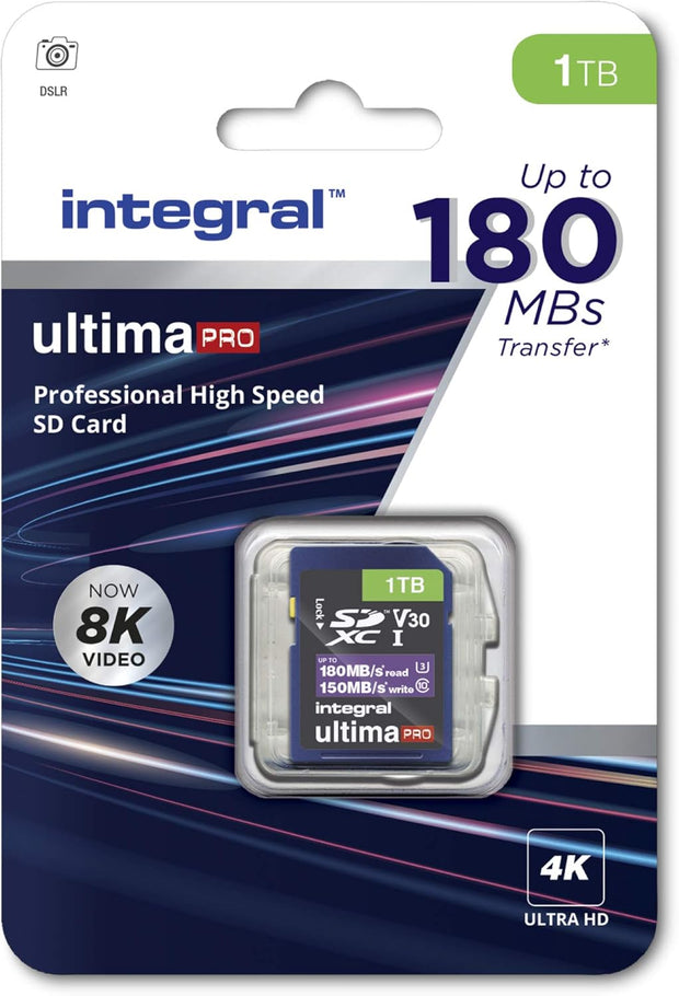 Integral 32GB SD Card 4K Ultra-Hd Video Premium High Speed Memory Card SDXC up to 100Mb/S SDXC V30 UHS-I U3 Class 10 SD Memory Card, Black