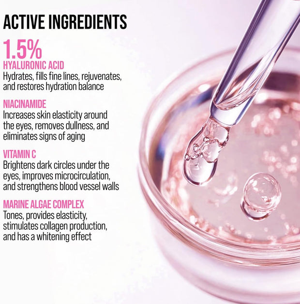 7Days Eye Cream with Hyaluronic Acid - Korean Skincare - Eye Cream for Dark Circles and Puffy Eyes - anti Aging Eye Bags Remover - anti Wrinkles Eye Gel with Cooling Massager