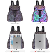 Fashion Geometric Luminous Purses and Handbags for Women Fashion Reflective Crossbody Bag Backpacks Wallet Clutch 3 Piece Sets