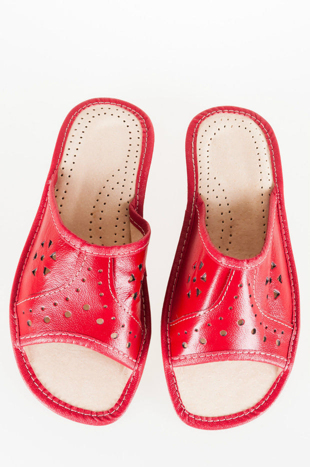 Lady'S Women Flip Flop Leather Slippers Orthopedic Insole Shoes Sandals RED