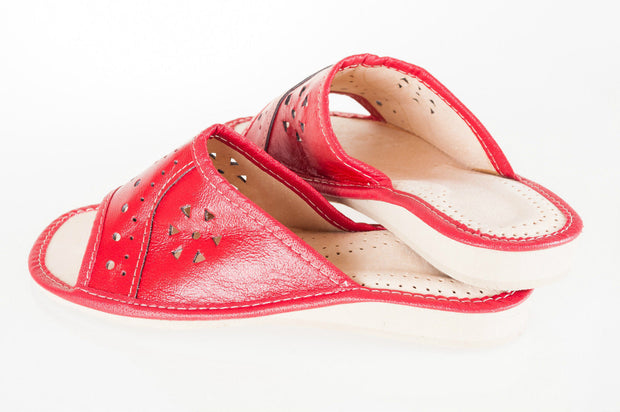 Lady'S Women Flip Flop Leather Slippers Orthopedic Insole Shoes Sandals RED