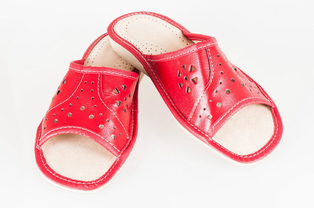Lady'S Women Flip Flop Leather Slippers Orthopedic Insole Shoes Sandals RED