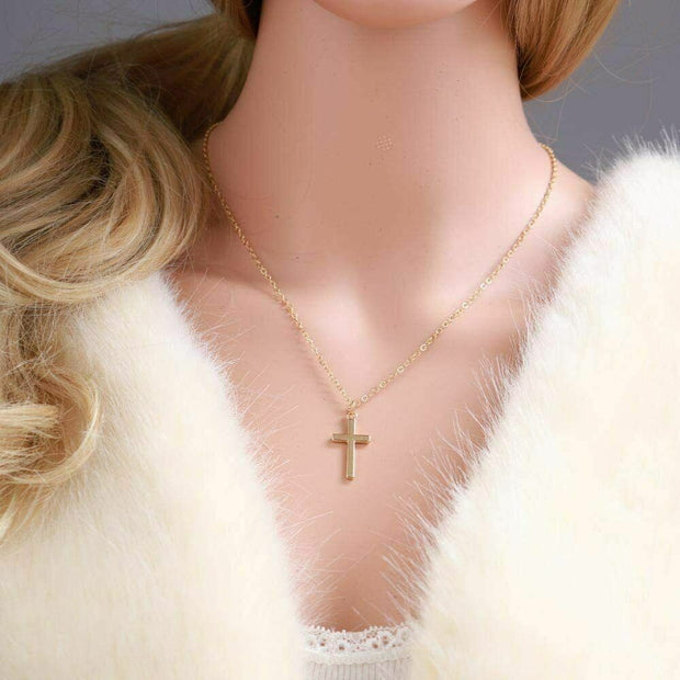 Christian Religious Silver Gold Chain Pendant Charm Small Cross Necklace Choker